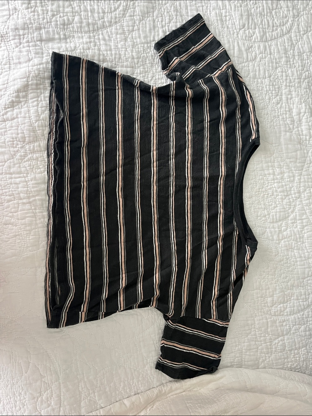 American Eagle Outfitters Black Striped Crop Top